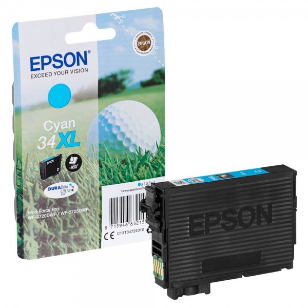 Epson Tintenpatrone 34XL T3472XL cyan Druckseiten: ca. 950 Seiten , Inhalt ca: 10,8 ml