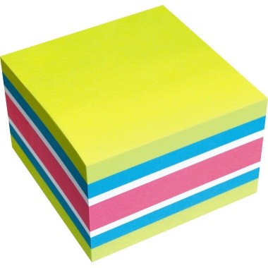 Haftnotizwürfel 75x75mm Farbmix brilliant 450 Bl. gelb, blau, weiß, pink