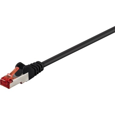 Netzwerkkabel CAT 6 2x RJ45-Stecker 3,0m schwarz geschirmt , Goobay 68698