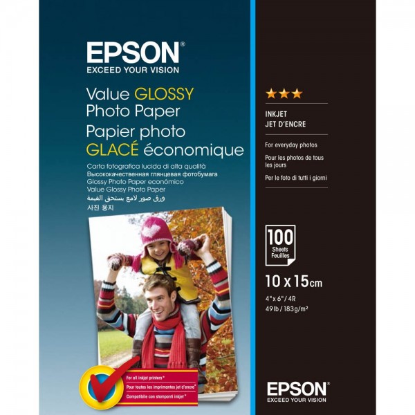 Epson Fotopapier 10x15cm 183 g/m² hochglänzend Inkjet , 100 Blatt/Pack