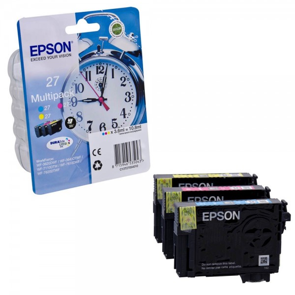 Epson Tintenpatrone 27 Multipack 3 St./Pack 3x300 Seiten mehrfarbig,cyan, magenta, gelb