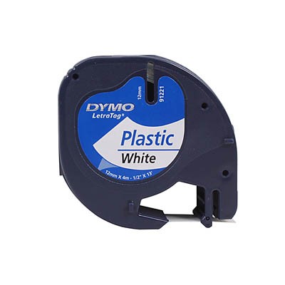 Bänder Dymo LetraTag 91221 Plastik weiss 12mmx4m / S0721660, Schrift schwarz