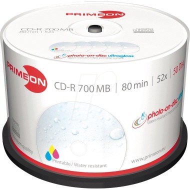 CD-R Spindel PRIMEON R/80min 700MB 50St./Spindel Bedruckbar