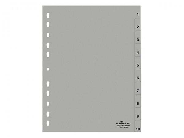 Register A4 1-10 Plastik PP grau Maße: 21,5/23 x 29,7 cm (B x H)