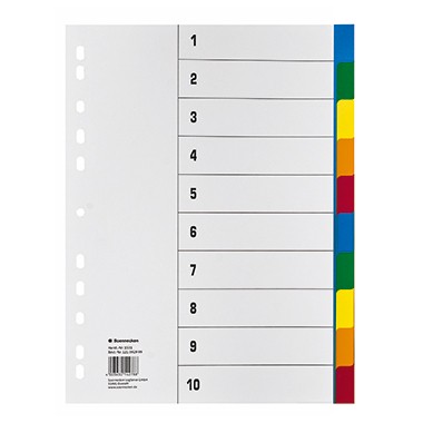 Register A4 blanko 10-teilig Plastik PP farbig Maße: 22,5 x 29,7 cm (B x H)