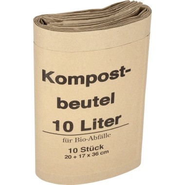 Bio Müllsack Papier 10 Liter braun 10 St./Pack Maße: 20+16 x 36 cm (B x H)