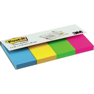 Haftstreifen 20x38mm Page Marker farbig sortiert 50 Bl./Block,4 Block/Pack, Post-it® Papier