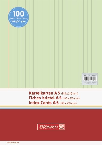 Karteikarten A5 liniert grün 100 St./Pack