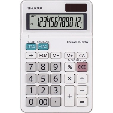 Taschenrechner SHARP EL-320W 12-stellig weiß Maße: 97 x 18 x 153 mm (B x H x T)