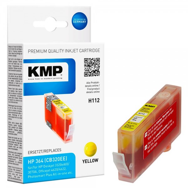 Tintenpatrone KMP H112 wie HP 364 CB320EE gelb Füllmenge 8,0ml,kompatibel - inklusive Chip