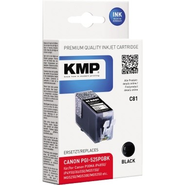 Tintenpatrone KMP C81 wie PGI525PGBK schwarz Druckseiten ca. 325 Seiten, Inhalt 19 ml