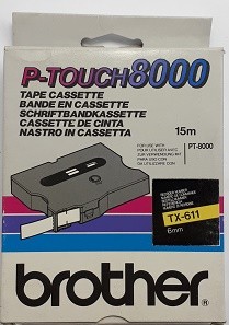 P-Touch Kassette TX-611 6mm schwarz/gelb f.P-Touch 7000/8000/P-Touch PC