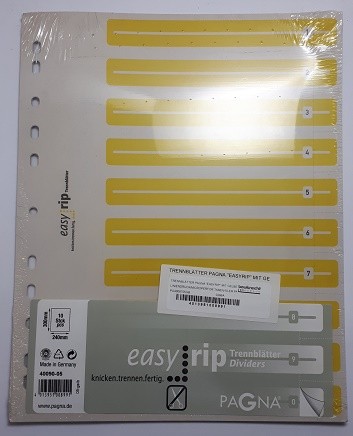 Trennblätter A4 gelb Pagna easyrip 10 St./Pack Liniendruck,Microperforation Taben