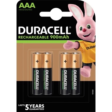 Batterie Akku Micro AAA Duracell Rechargeable Kapazität: 900 mAh, 4 St./Pack