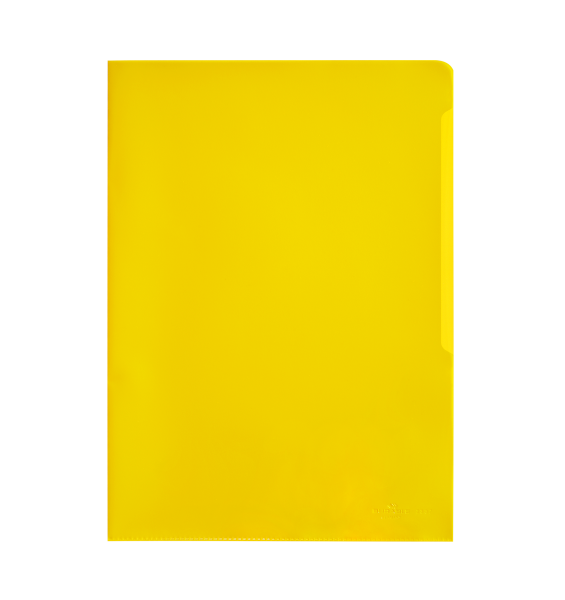 Aktenhüllen A4 PP 0,12mm gelb oben und rechts offen , 100 St./Pack