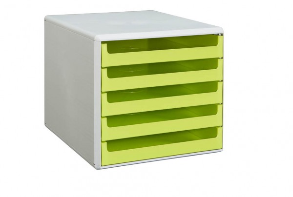 Schubladenbox mit 5 Schubladen offen lindgrün Maße (BxTxH):28,4x35,9x26,0cm