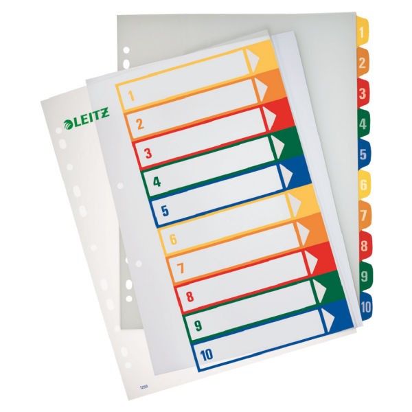 Register A4 1-10 Plastik PP Überbreit PC-beschrif transparent/farbig