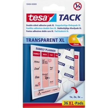 Klebepad Tesa TACK XL 20x24 mm (B x L) transparent 36 St./Pack