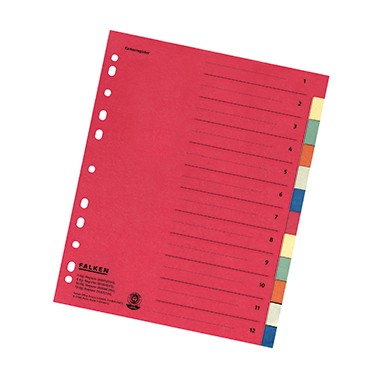 Register A4 blanko 12-teilig Manila Karton farbig Überbreite