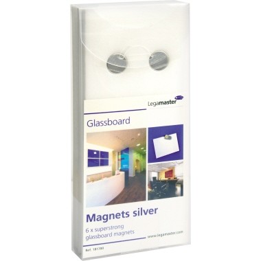 Magnete 12mm Ø glassboard strong silber max. Tragfähigkeit: 0,3 kg, 6 St./Pack