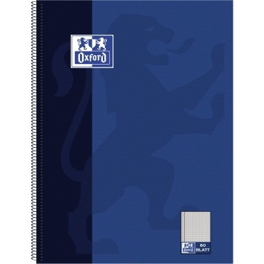 Collegeblock A4+,kariert 90 g/qm Oxford blau 80 Blatt, 4-fach Lochung, MC