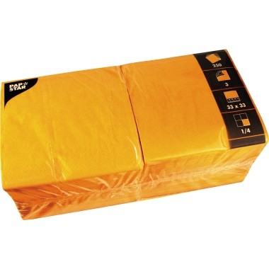 Servietten 33x33 cm 3-lagig 1/4-Falz nektarine orange 250 St./Pack