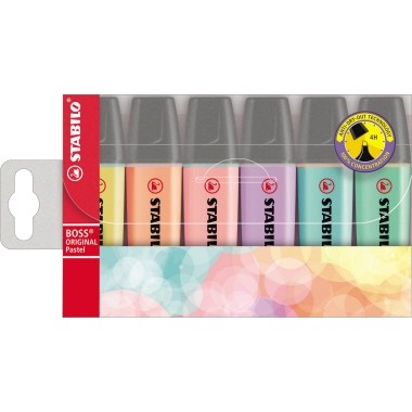 Textmarker Stabilo BOSS pastell 6 St./Pack pastelltürkis,pastellminzgrün,pastellpfirsich