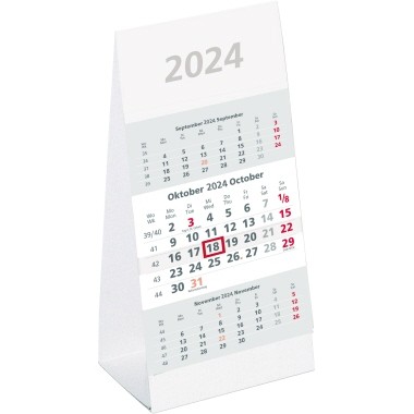 Tischkalender ZETTLER 3 Monate/1 Seite 2024 Maße: 10,5 x 21 cm (B x H), 12 Blatt