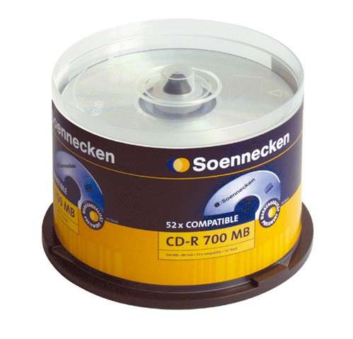 CD-R Spindel Soennecken R/80M. 700MB 50St./Spindel recordable, 52x Schreibgeschwindigkeit