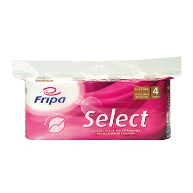 Toilettenpapier 4-lagig Fripa Select hochweiß 160 Bl./Rl., 8 Rl./Pack