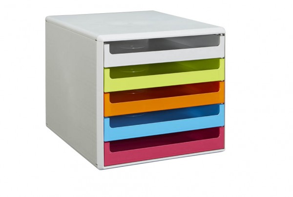 Schubladenbox mit 5 Schubladen offen bunt Maße (BxTxH):28,4x35,9x26,0cm
