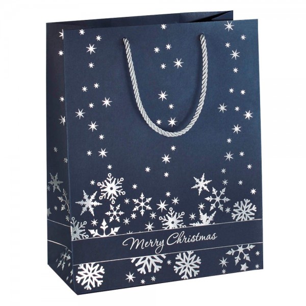 Geschenktasche Premium small Silver Snowflakes Maße:17,5x23x10cm (BxHxT) , 3 St./Pack
