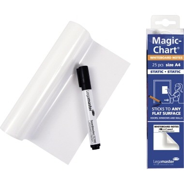 Flipchartfolie Magic-Chart 20x30cm weiß blanko,selbsthaftend,Dicke der Folie: 50 µm