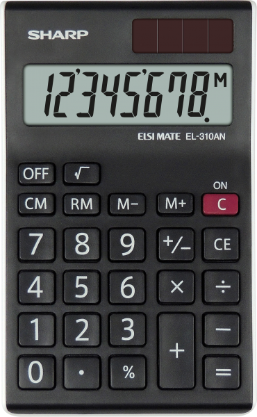 Tischrechner Sharp EL-310ANHW schwarz Solar-Energie, Batterie