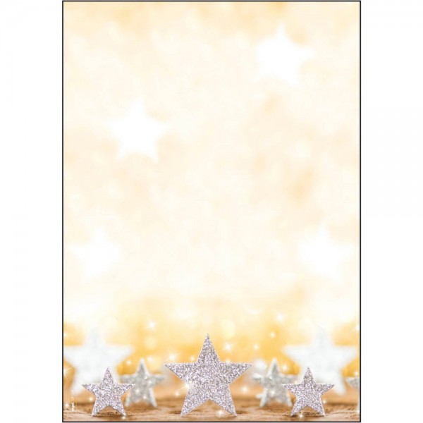 Designpapier A4 90g/m² Glitter Stars 100 Bl./Pack , Weihnachtsmotiv