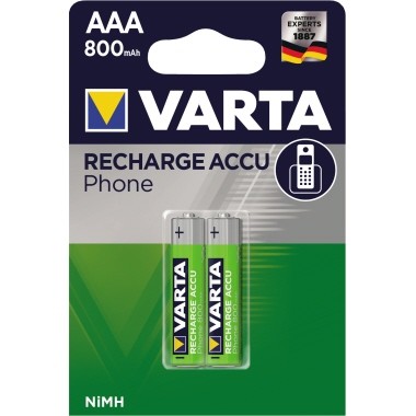 Batterie Akku Micro AAA Varta RECHARGE Phone Power 800 mAh , HRO3 , 1,2 V 2 St./Pack
