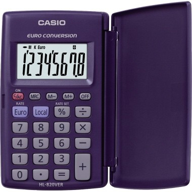 Taschenrechner Casio HL-820VERA blau Batterie , inkl. Schutzklappe