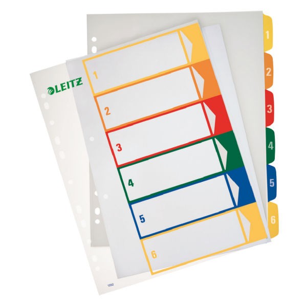 Register A4 1-6 Plastik PP mehrfarbig Überbreite Robust und langlebig, aus extra dickem 0,30 mm