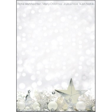 Designpapier A4 90g/m² White Stars 25 B./Pack / Weihnachts-Motiv-Papier