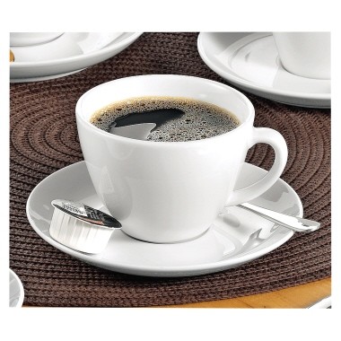 Kaffeetasse Bistro Esmeyer 200ml inkl. Untertasse Porzellan weiß, 6 Tassen/Pack