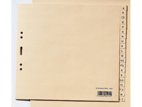Register A4 2/3 A-Z Papier 20 Blatt chamois Maße: 24 x 18 cm,Tauenpapier, recycelt