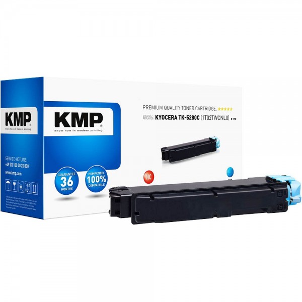Lasertoner KMP K-T90 komptbl. Kyocera TK-5280C cyan, Druckleistung ca. 11.000 Seiten, rebuilt