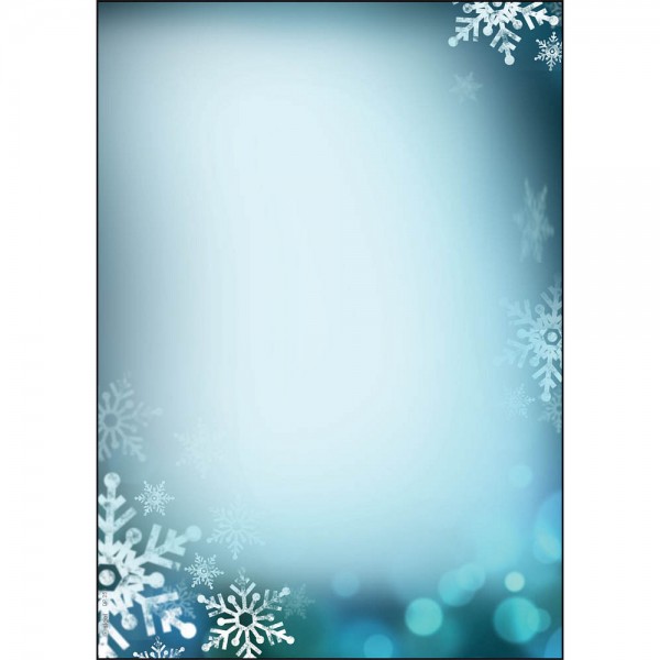 Designpapier A4 90g/m² Blue Snowflakes 25 Bl./Pack , Weihnachts-Motiv-Papier