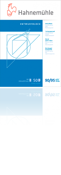 Entwurfblock A4 80g/85gm² Transparentpapier bedruckbar mit Kopierer, InkJet und Laser,50 Blatt