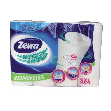 Küchenrolle Zewa Wisch & Weg 2-lagig weiß 45 Bl./Rl.,8 Rl./Pack