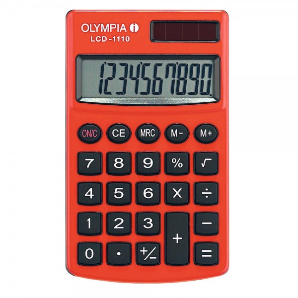 Taschenrechner Olympia LCD-1110 10-stellig Solar-/Stützbatteriebetrieb,rot
