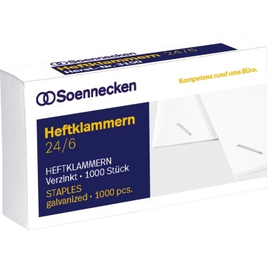 Heftklammern 24/6 verzinkt 1000 St./Pack Soennecken