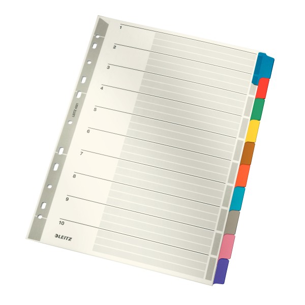 Register A4 blanko 10-teiliig Karton grau farbige Taben ,Grammatur: 160 g/m²