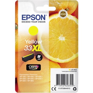 Epson Tintenpatrone 33XL yellow Druckseiten ca. 650 Seiten, Inhalt: 8,9ml
