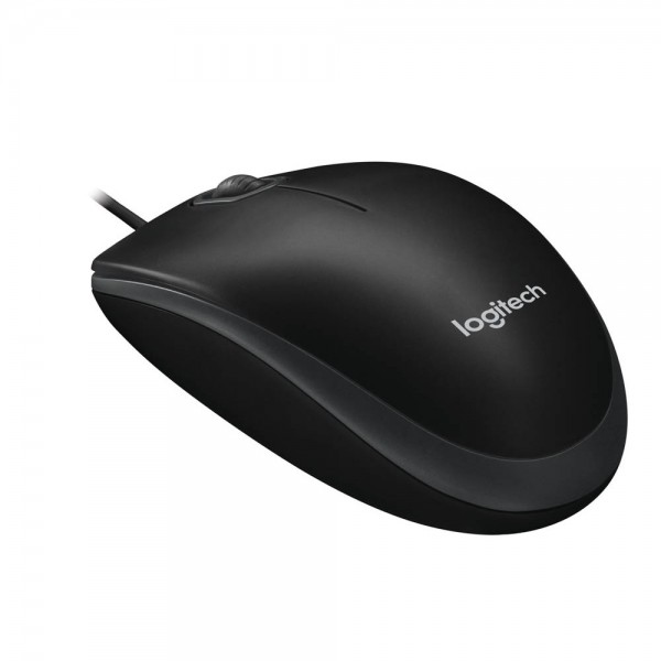 Maus Logitech Optische PC Maus B100 schwarz Kabellänge 1,8m , 3 Tasten